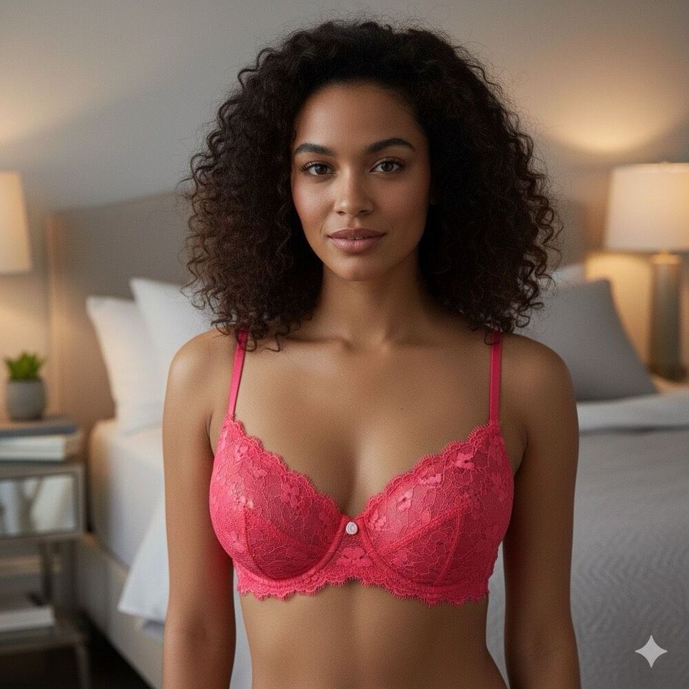 Victoria’s Secret Dream‎ Angels Lace Push-Up Bra 34C Red Unpadded